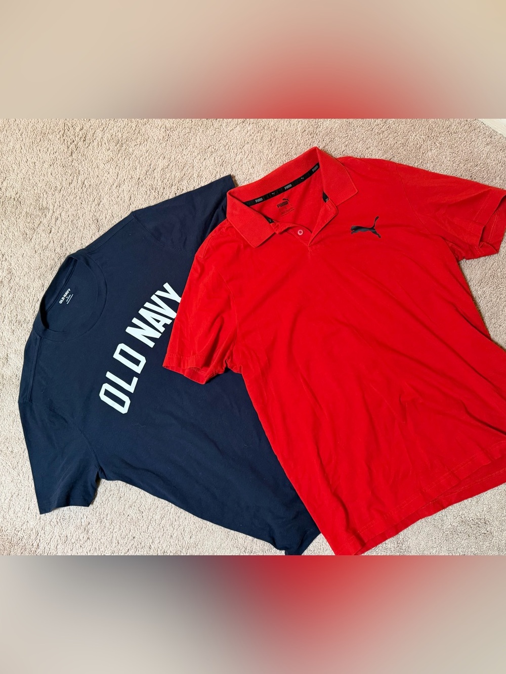 Bundle Puma Men’s Red Polo with Black Puma Logo and old navy shirt